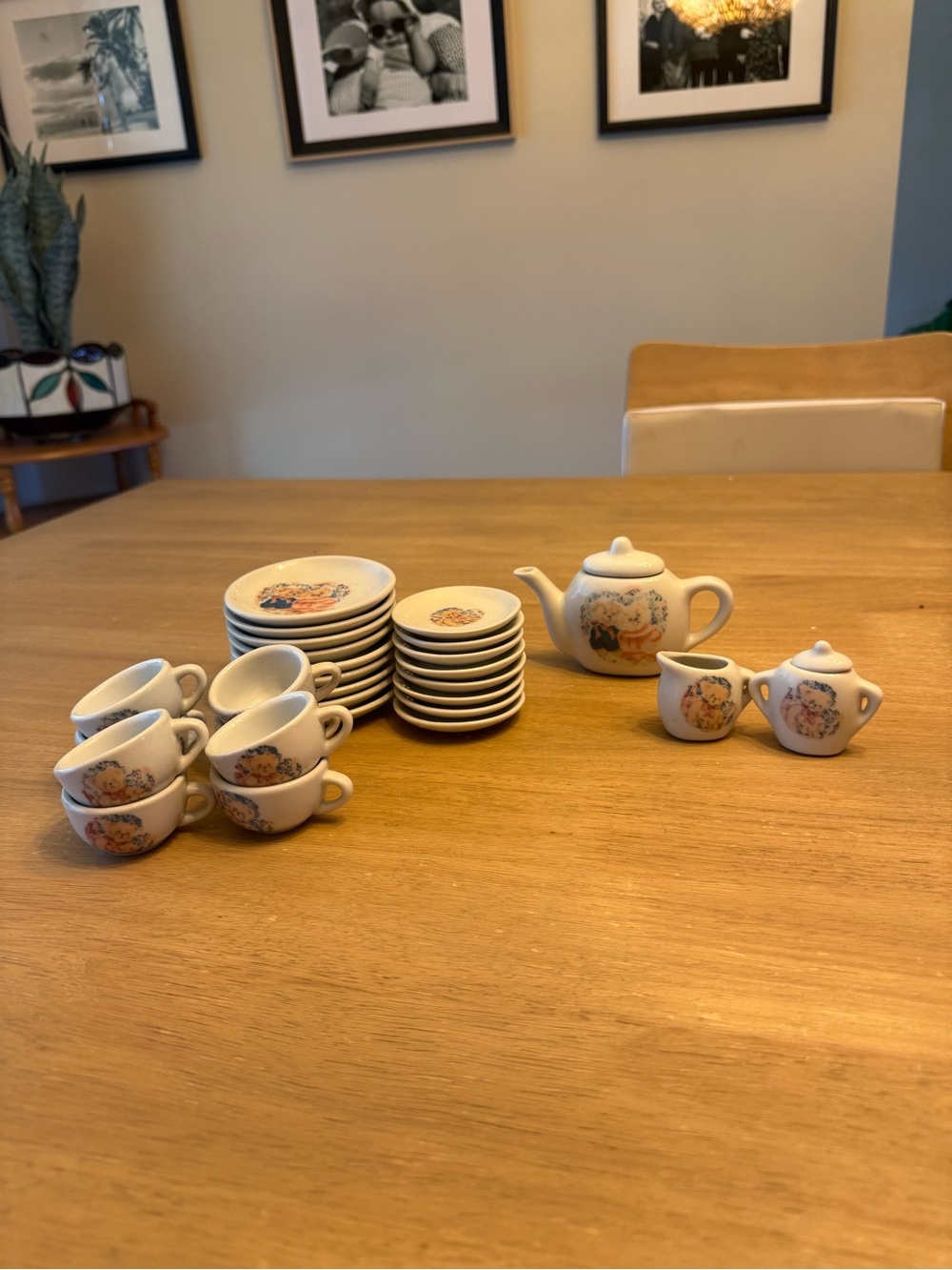 Vintage 30 piece “Port Ltd” ceramic teddy bear miniature tea set